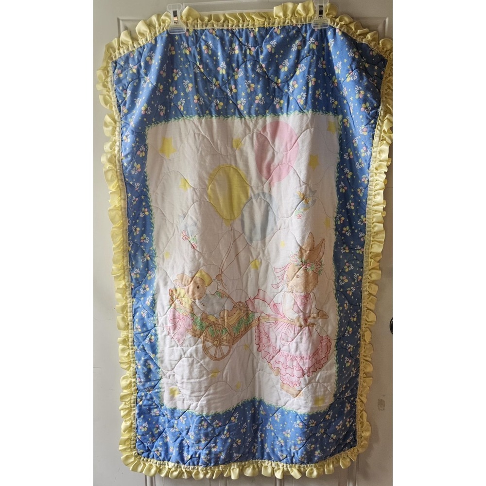 Vintage Baby Quilt BUNNIES With‎ Balloons